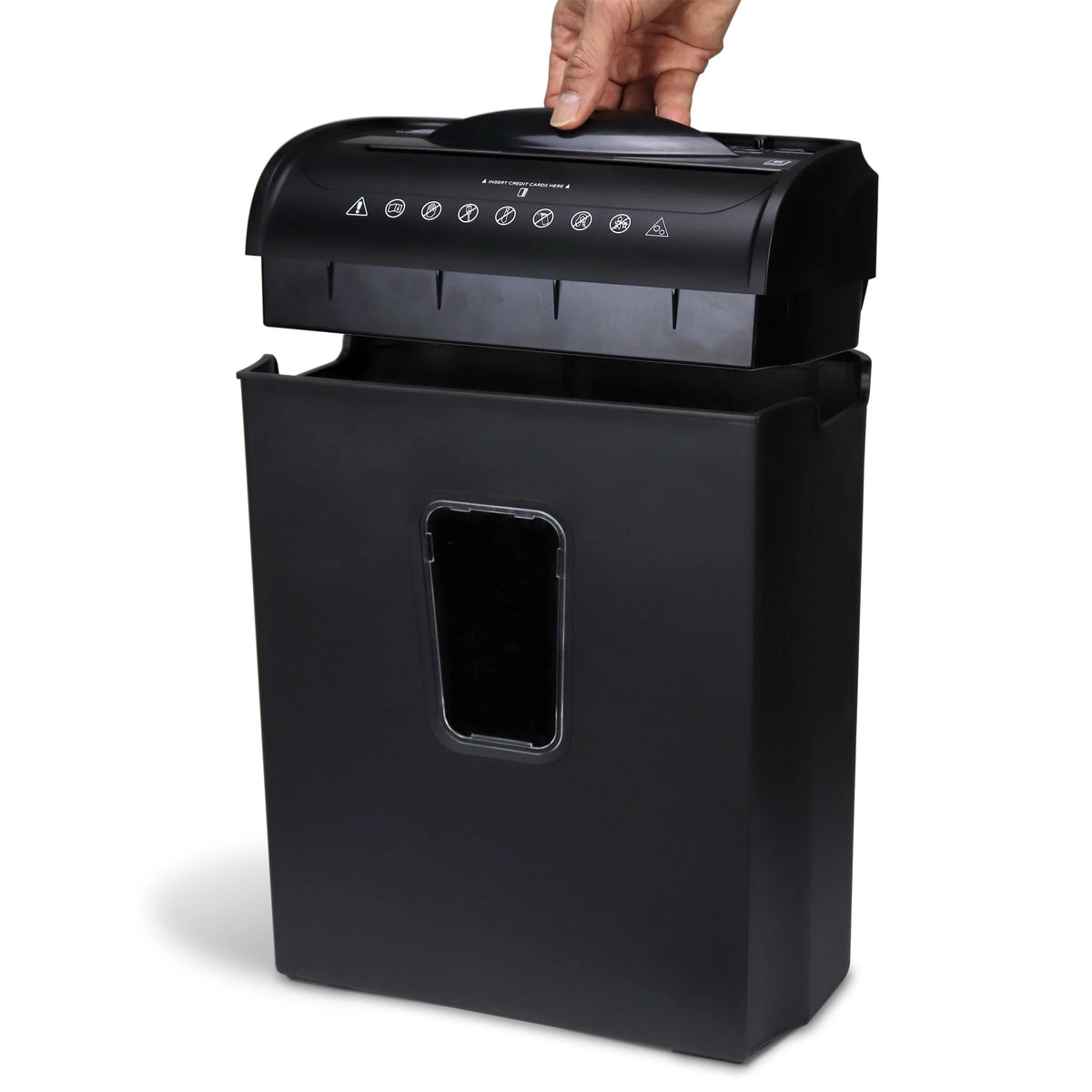 Pen + Gear 6-Sheet Crosscut, Paper/Credit Card Shredder, 11.5L x 6.5W x 16H in.