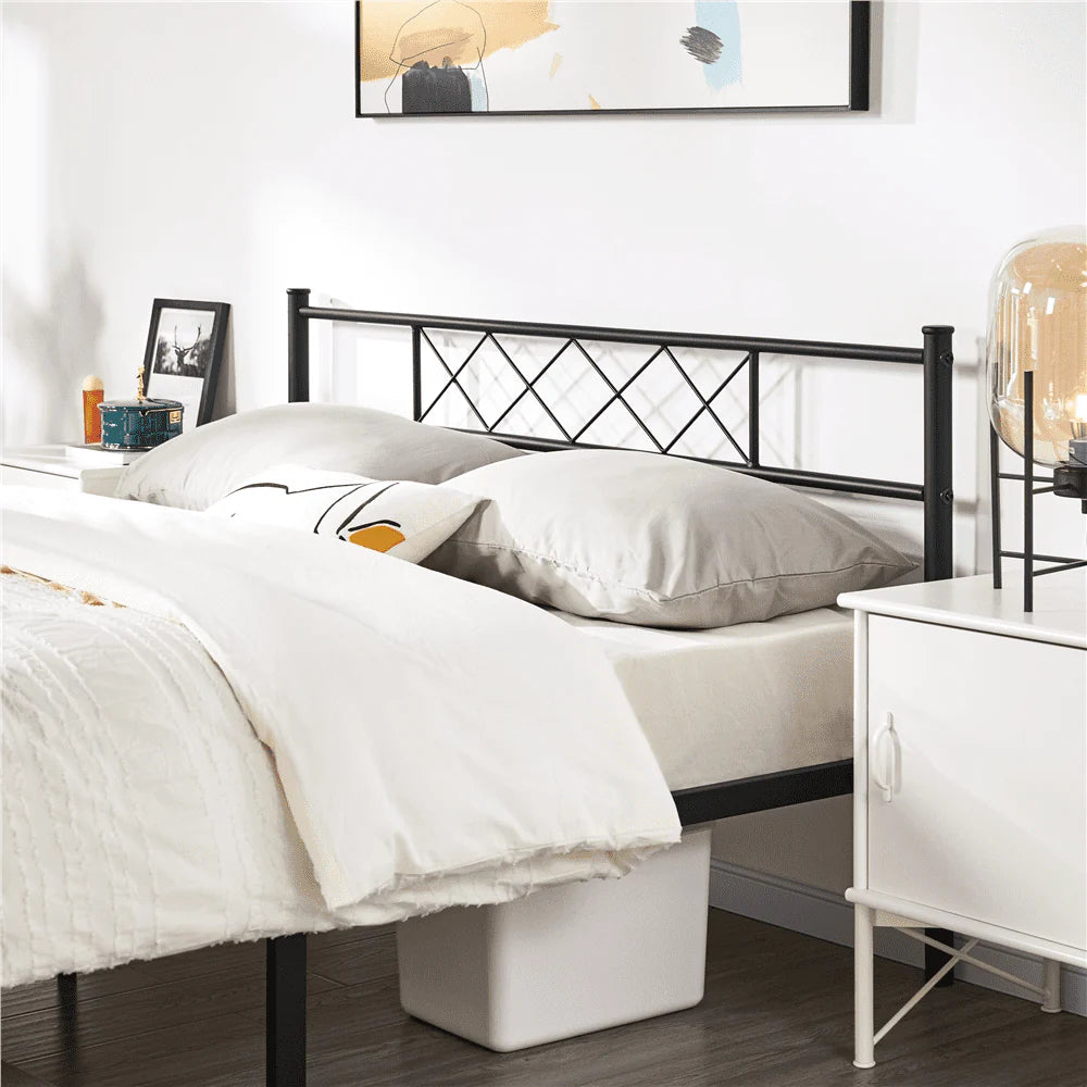 Easyfashion Journee x-Design Metal Platform Queen Bed, Black