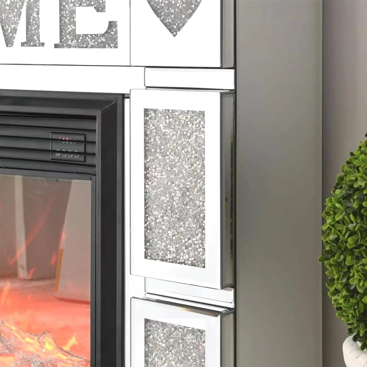 IKIFLY 47.24L x 41.33 H Mirrored Electric Fireplace
