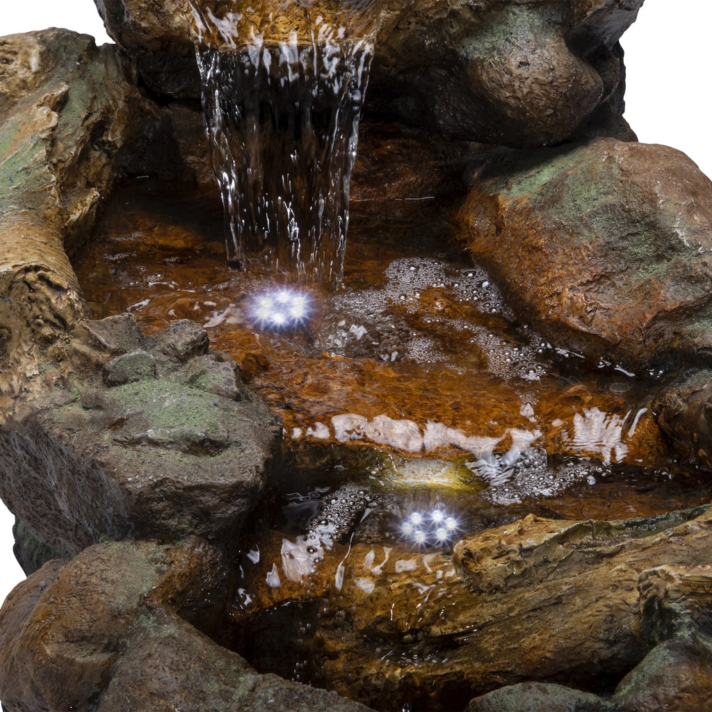 Fontaine de sol en polystone à cascade avec éclairage Alpine Corporation, 59 po x 16 po x 20 po, marron
