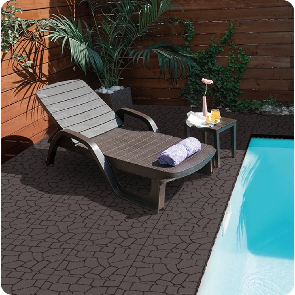 Dalles de sol emboîtables BOFANG en polypropylène, gris, 30,5 x 30,5 x 2 cm, lot de 44