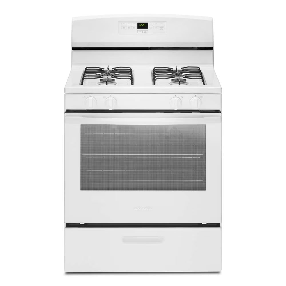 Brand New Amana(R) AGR6303MMW Gas Range with Bake Assist Temps, Dimensions 46" H x 30" W x 28" D, Weight 136lbs