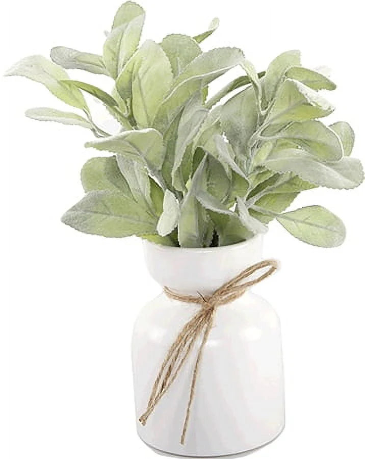Oreille d'agneau artificielle Mainstays dans un pot en céramique blanc (29,2 cm H x 17,8 cm L x 17,8 cm P)