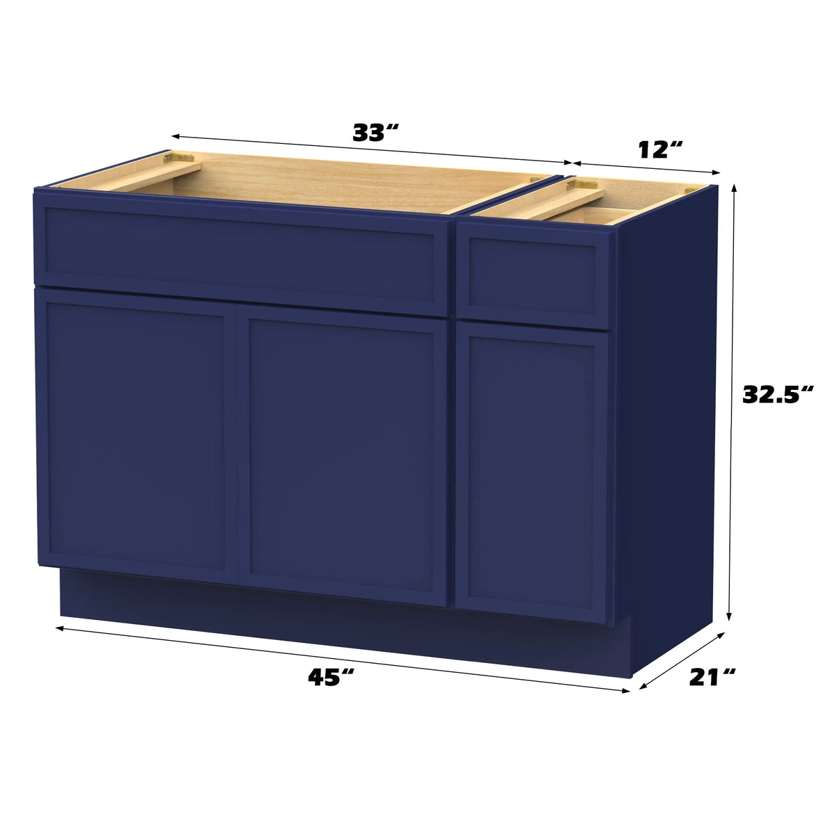 Meuble-lavabo de salle de bain 45 po l x 21 po P x 32,5 po H sans comptoir, brun