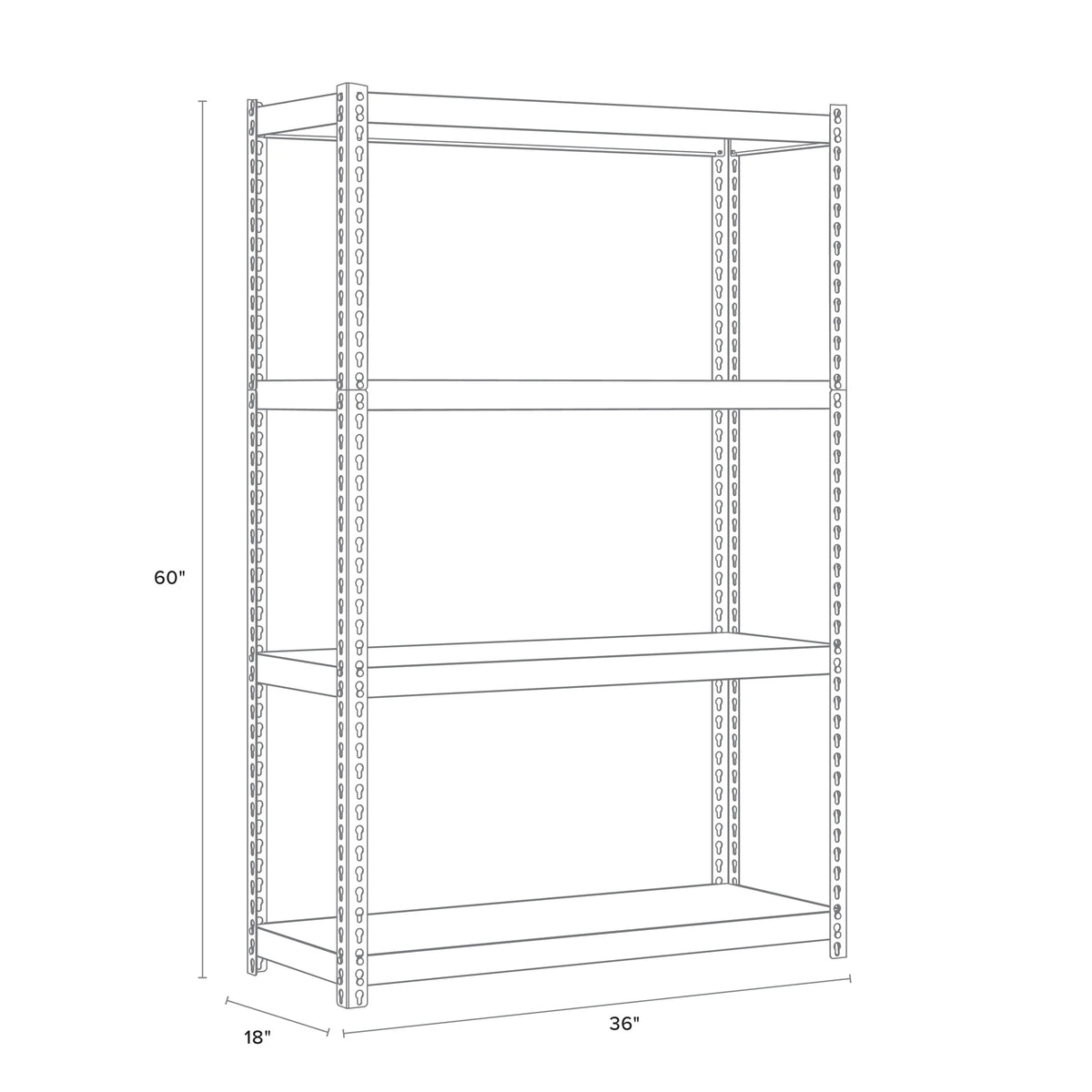 Iron Horse 2300 Riveted Steel Shelving 4-Shelf Unit, 18D x 36W x 60H, Black