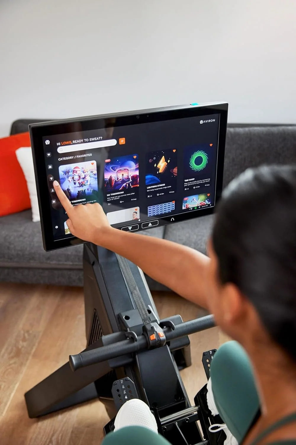 Aviron Strong Series Rower: 22″ HD Touchscreen, Dual Air & Magnetic Resistances up to 100 lbs. Game-Based Workouts, Streaming, Compact Designs