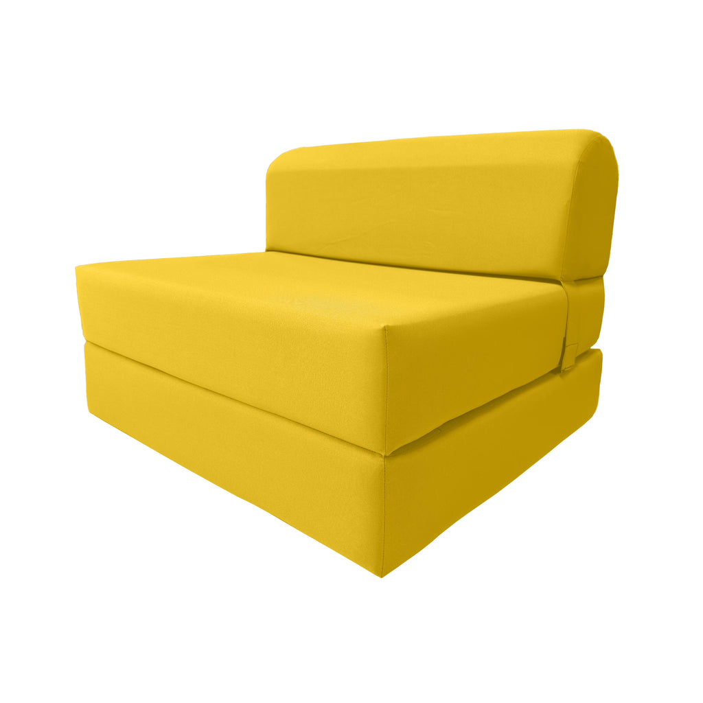 Yellow Sleeper Chair Folding Foam Beds, Portable Studio Sofa Guest Bed, 6 x 32 x 70