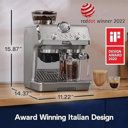 De'Longhi La Specialista Arte Evo Espresso Machine – Compact Cold Brew Coffee Maker with Grinder, Milk Steam Wand/Frother & Tamping Tools – Home Barista Kit for Lattes, Cappuccinos, Iced Coffees