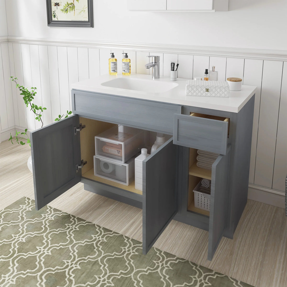 Meuble-lavabo de salle de bain 45 po l x 21 po P x 32,5 po H sans comptoir, brun