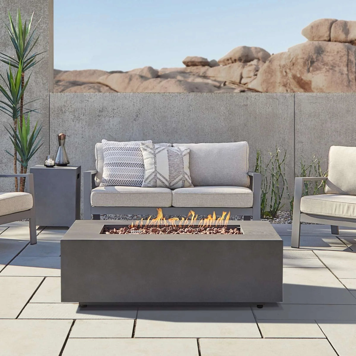 Real Flame Aegean 50″ Rectangle Propanes Gas Outdoor Fire Tables