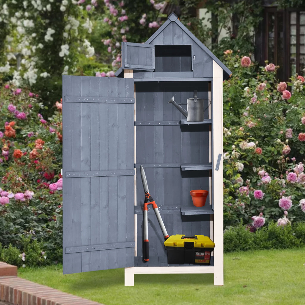 MCombo 2.52 x 1.77 ft. Metal and Wood Storage Shed, Natural