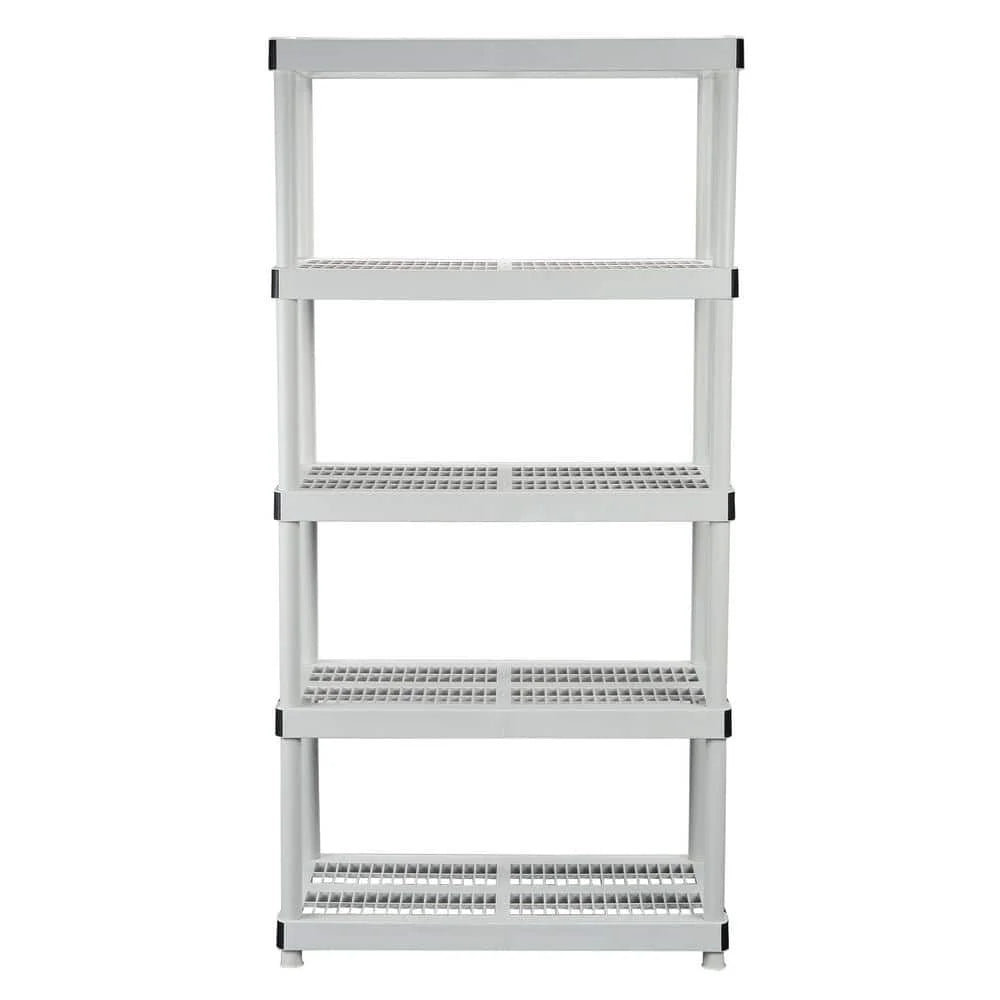 5-Tier Easy Assembly Multi-purpose Plastic Garage Storage Shelving Unit in Gray (36 in. W x 72 in. H x 18 in. D)