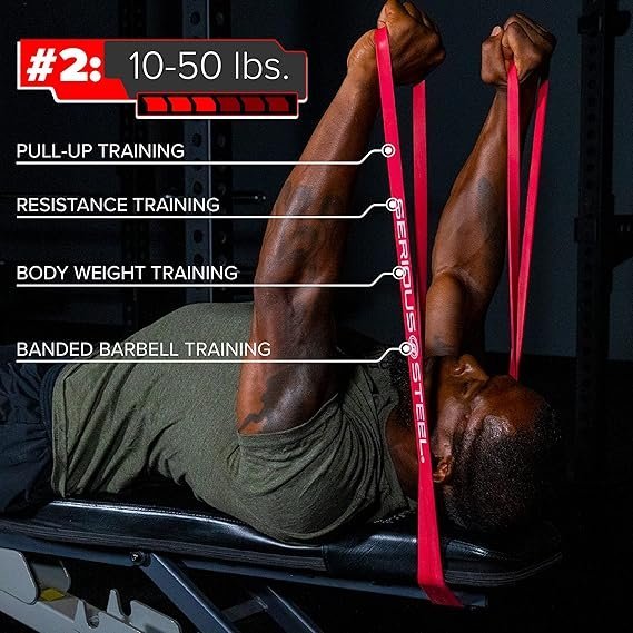 Serious Steel 41″ Assisted Pull-up Band, Heavy Duty Resistance Band Sets, Stretching, Powerlifting, Resistance Training and Pull Up Assistance Bands