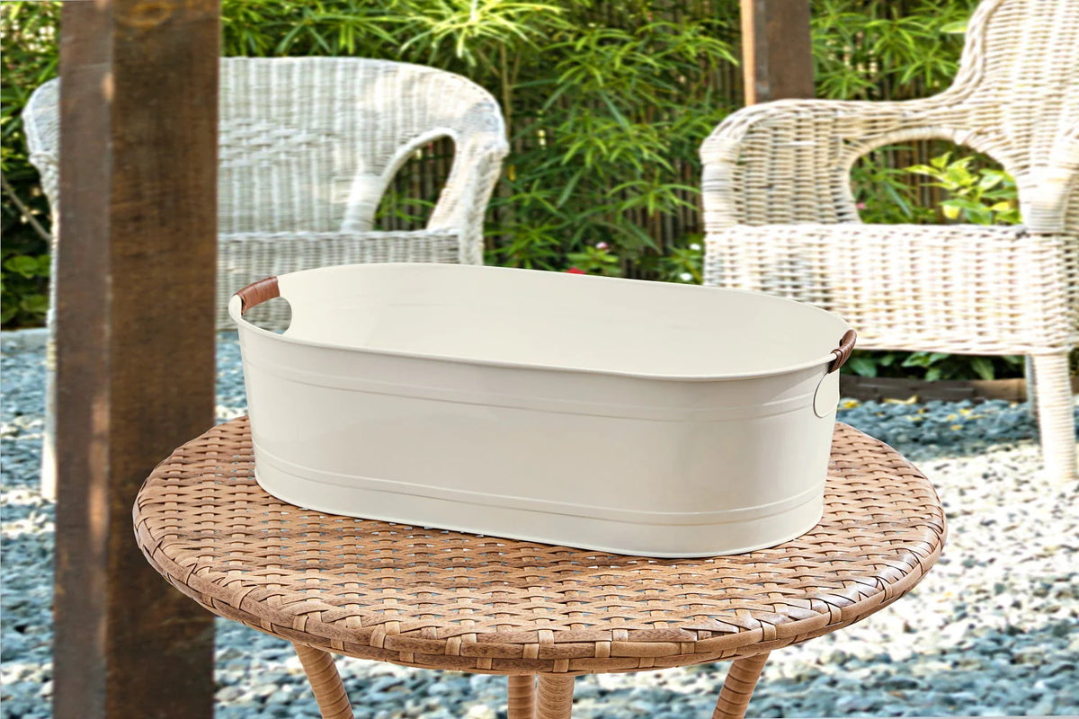 Better Homes & Gardens - Bac ovale galvanisé blanc, taille moyenne, 51,49 cm L x 28,5 cm l x 14,48 cm H