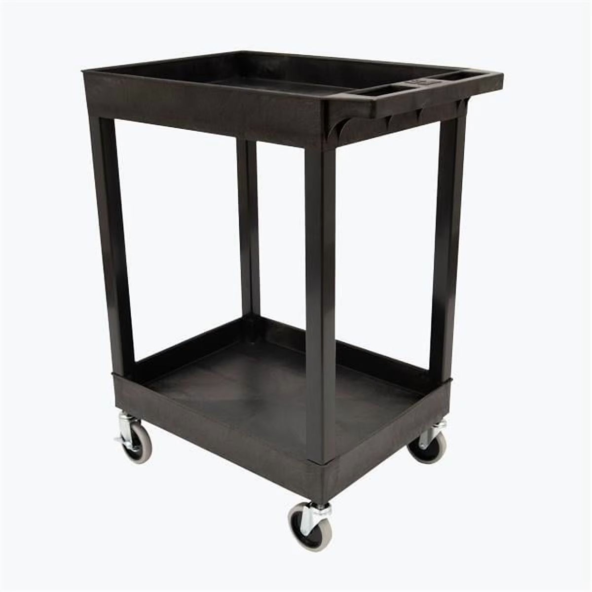 24 x 18 in. Plastic Utility Tub Cart with Two Shelf, Black