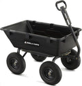 Heavy Duty Poly Utility Dump Wagon Garden Cart w/Pneumatic Tires, 6 Cu Ft - 1200 lb Capacity Outdoor Wheelbarrow for Yard, Landscaping & Gardening, Lawn Tractor or ATV Towable-Gorilla Carts
