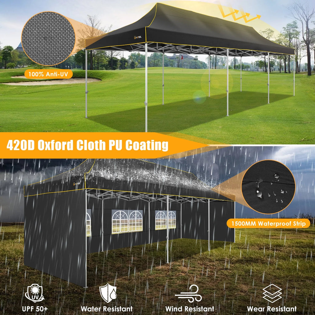 HOTEEL 10ft x 30ft Khaki Pop Up Outdoor Canopy, Waterproof
