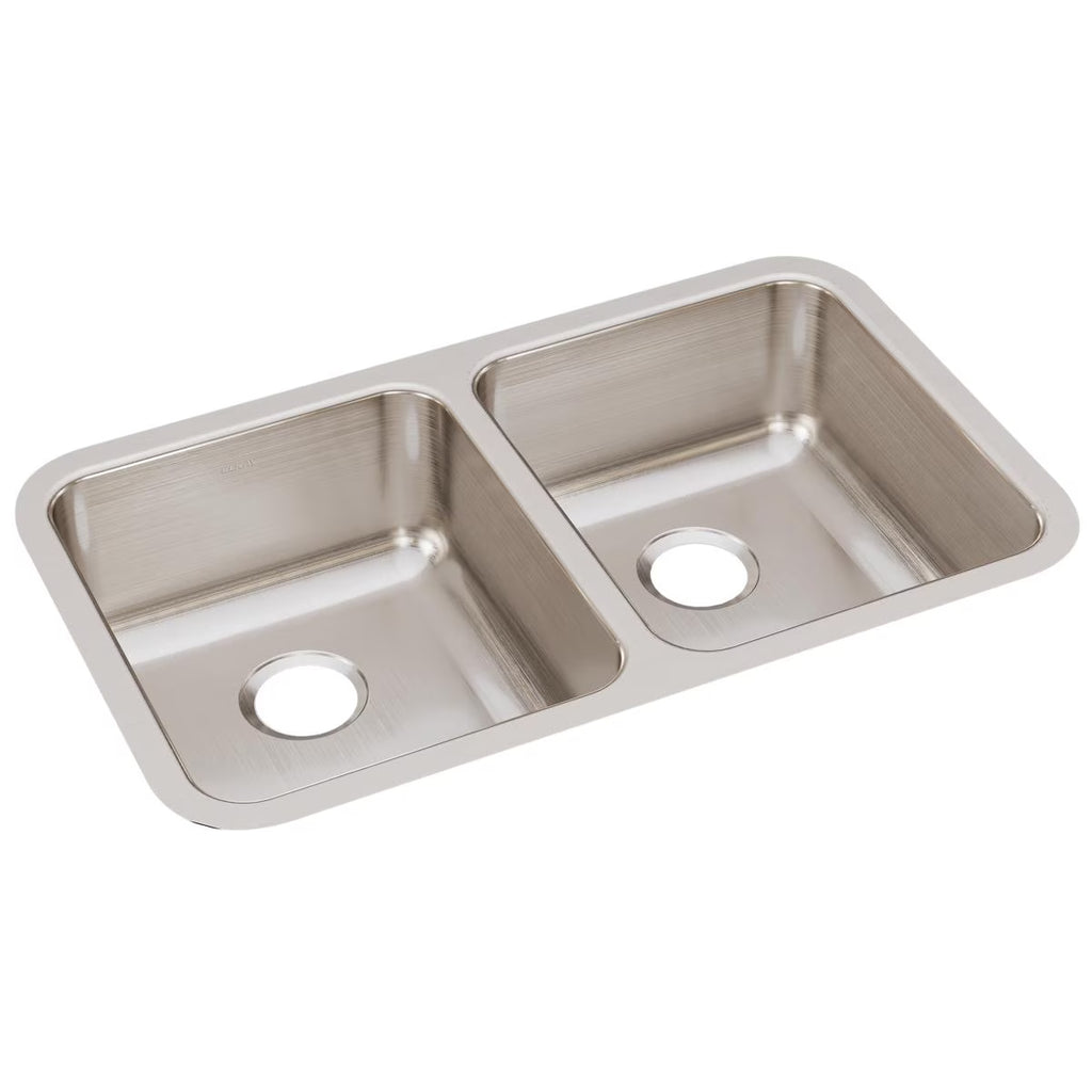 Elkay Lustertone Classic Stainless Steel 30-3/4" x 18-1/2" x 7-7/8", Equal Double Bowl Undermount Sink