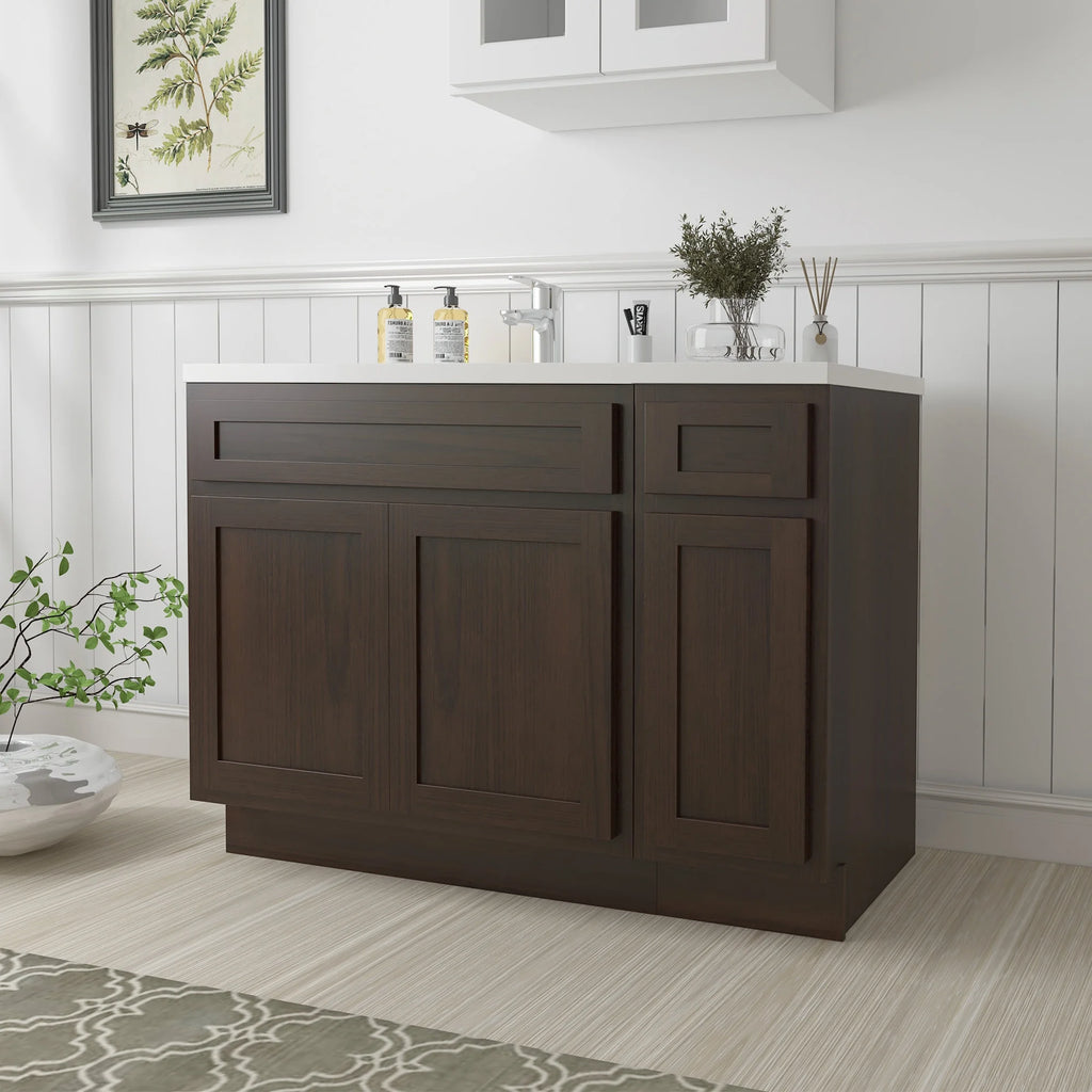 Meuble-lavabo de salle de bain 45 po l x 21 po P x 32,5 po H sans comptoir, brun