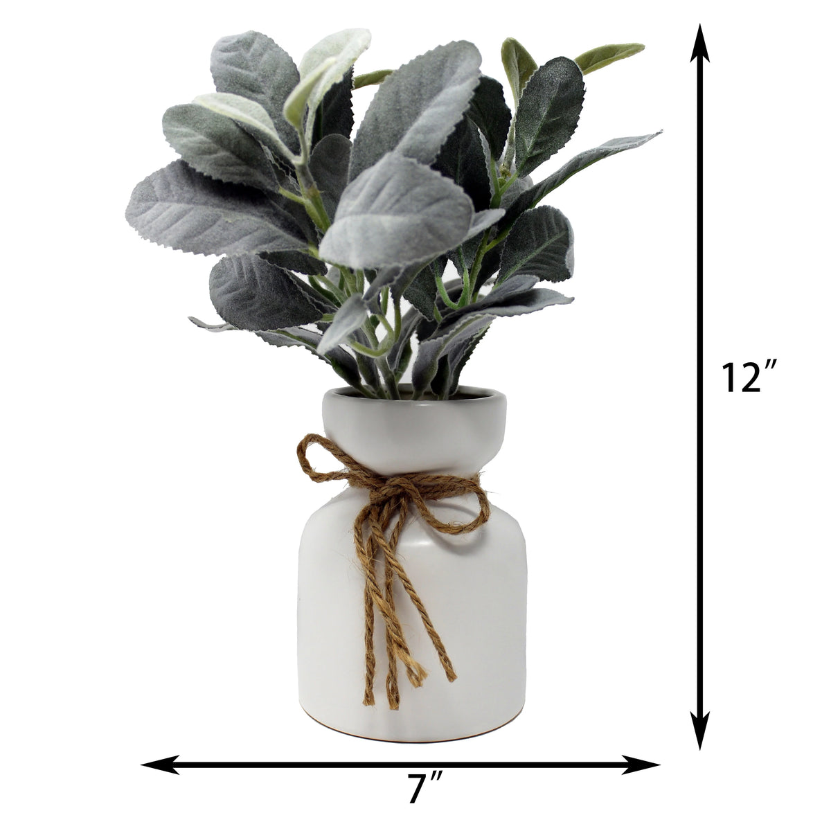 Oreille d'agneau artificielle Mainstays dans un pot en céramique blanc (29,2 cm H x 17,8 cm L x 17,8 cm P)