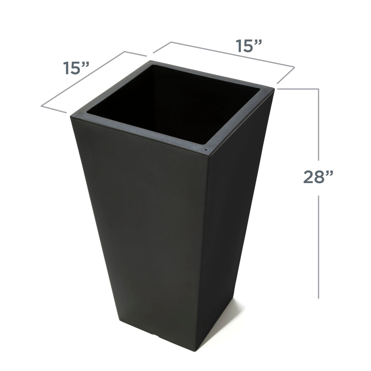 Step2 Tremont 2pk Plastic Black Square Planter 15" W x 15" D x 28" H