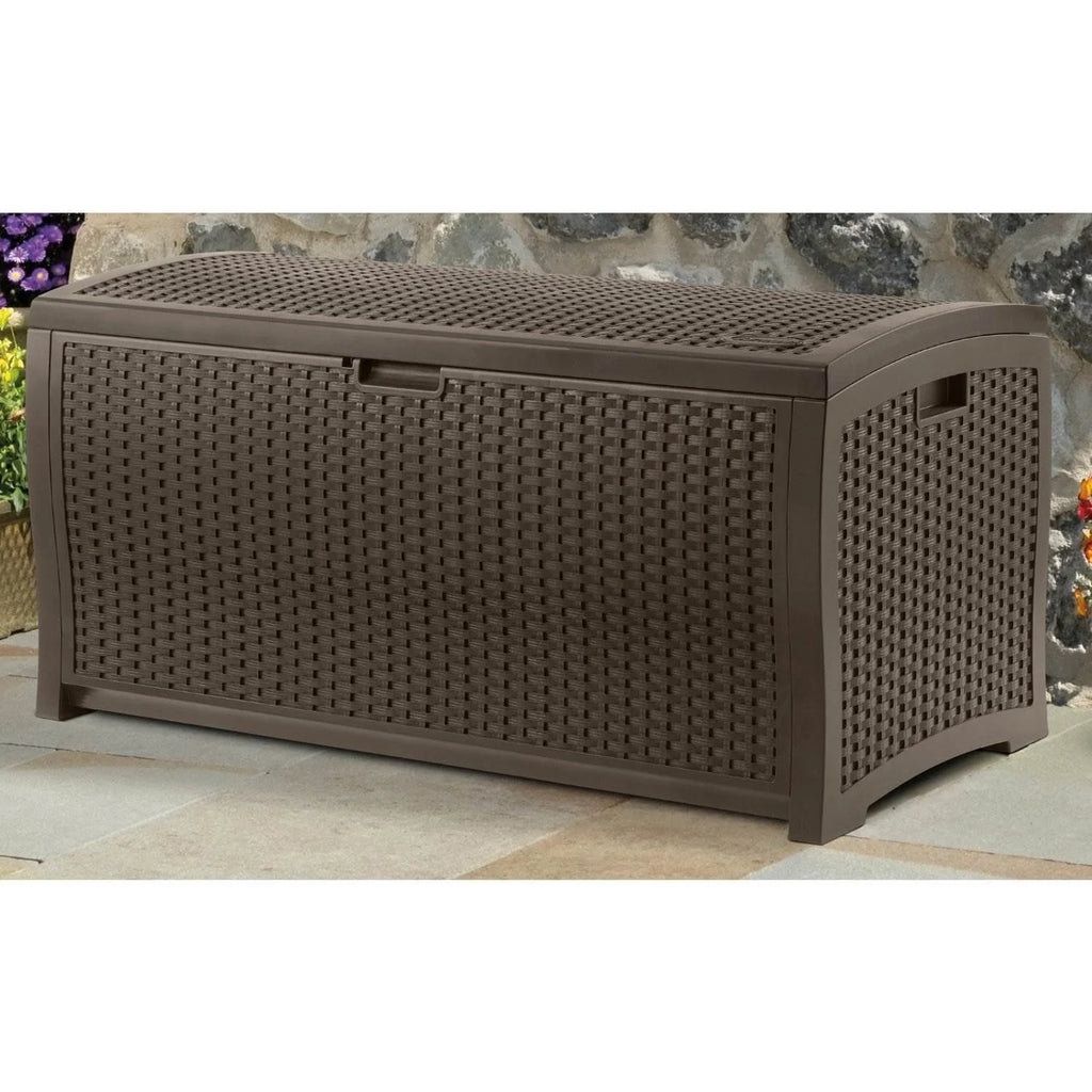 Coffre de rangement en résine Suncast de 99 gallons - Brun moka - DBW9200 - 52 po P x 27,5 po H x 27,6 po L