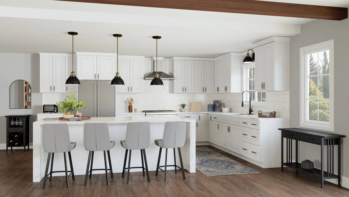 Design House Brookings Assembled Shaker Style Base Kitchen Cabinet (36" x 34.5" x 24"), Sherwin Williams White
