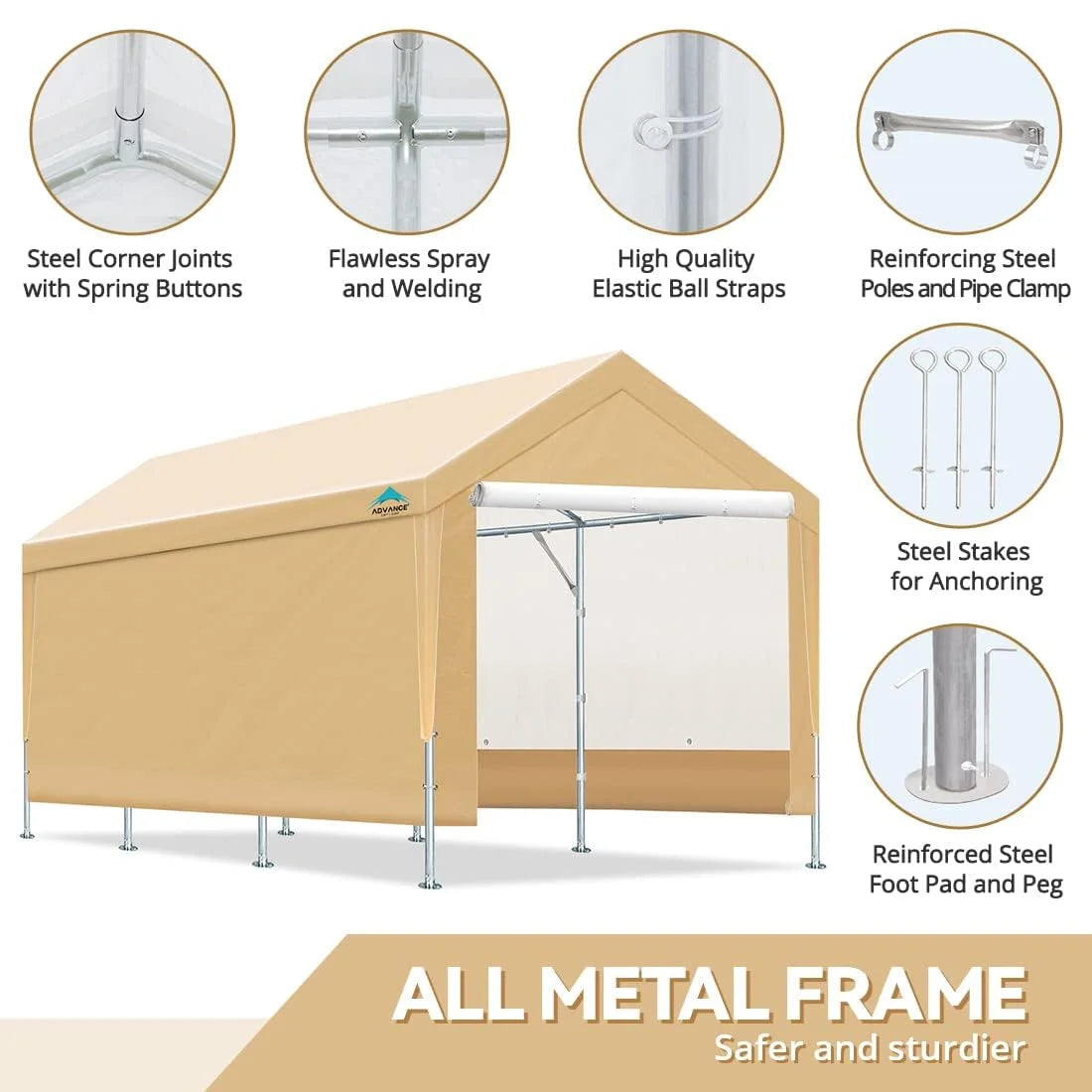 Advance Outdoor 10 x 20 x 95-11 White Heavy Duty Carport