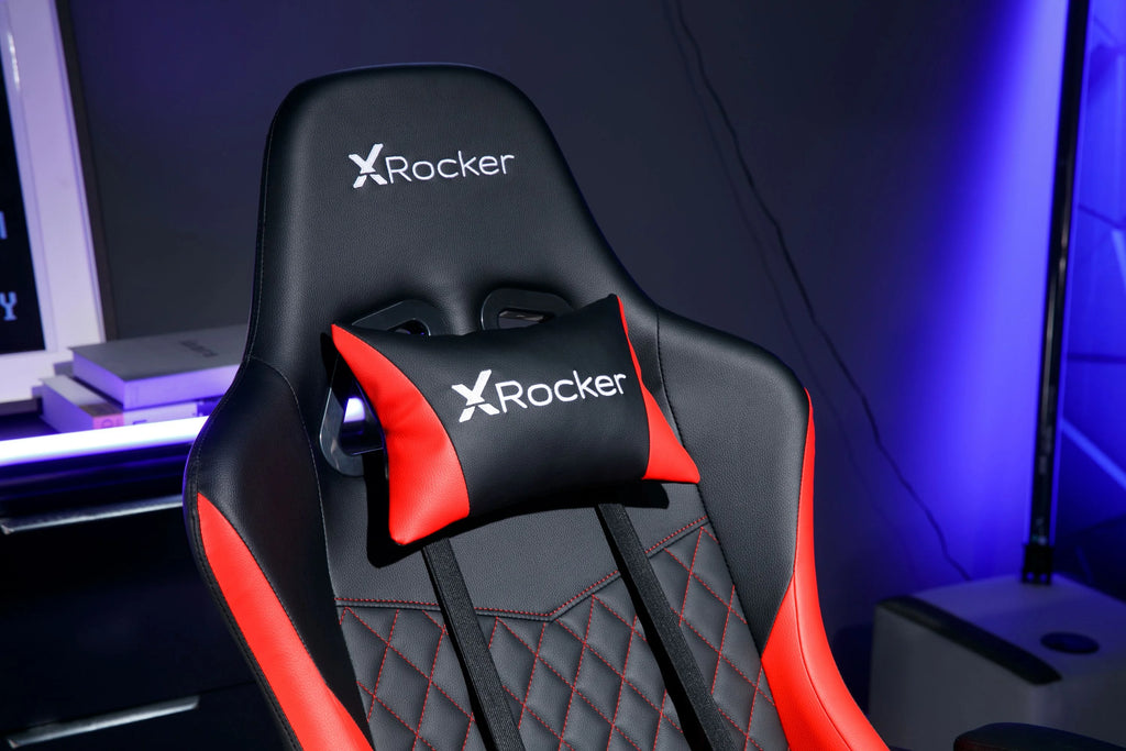 X Rocker Apex PC Gaming Chair with Massage Function and Footrest, Red