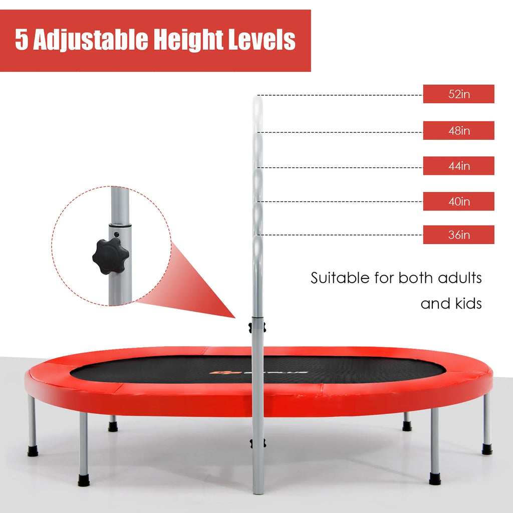 Goplus Adjustable Handrail Foldable Trampoline, Blue, 59.50" x 35.50" x 52.00"