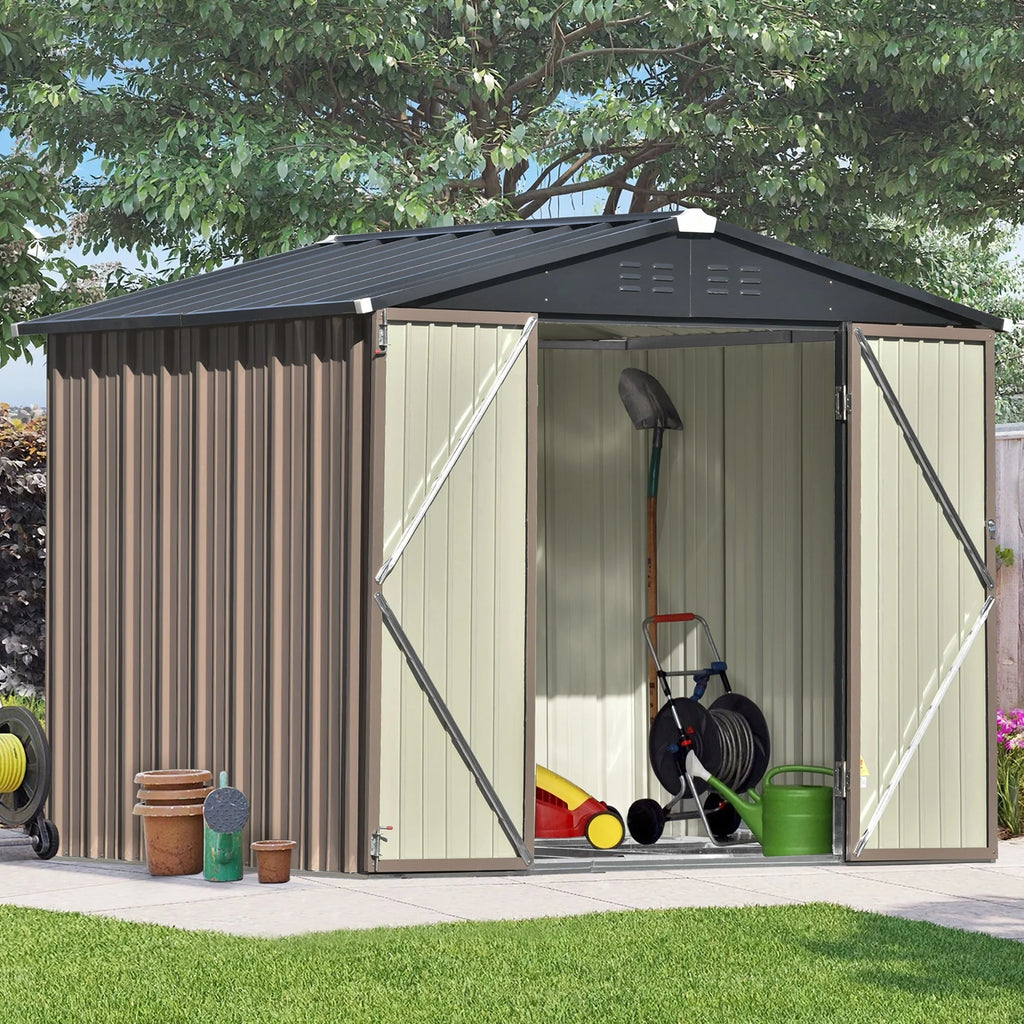 Sesslife Galvanized Steel Outdoor Storage Shed, 5' x 3' x 5.8', White