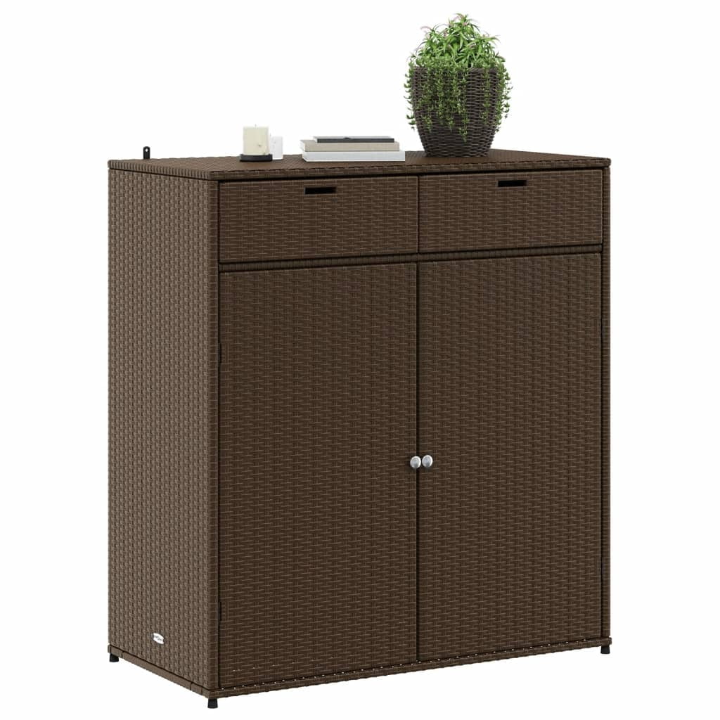 vidaXL Patio Storage Cabinet, PE Rattan Beige, 21.70 x 21.70 x 43.70 in