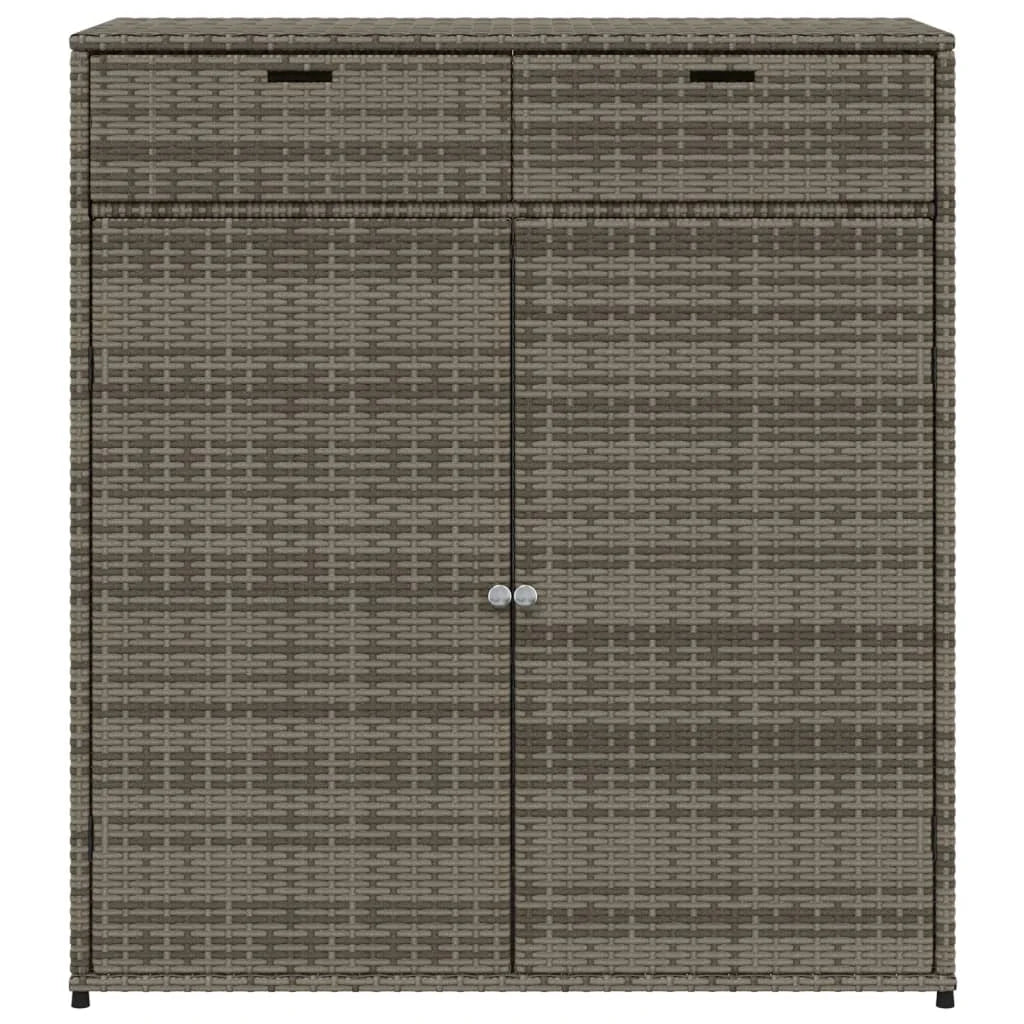 vidaXL Patio Storage Cabinet, PE Rattan Beige, 21.70 x 21.70 x 43.70 in
