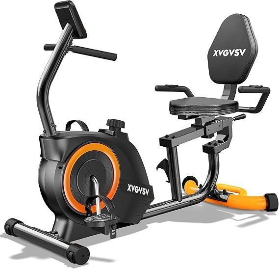 Recumbent Exercise Bike for Home Use, Quiet Recumbent Stationary Bikes for Adults & Seniors, 16-Level Resistance, Adjustable Seat, Supports 400LB, Pulse Sensors & LCD Display