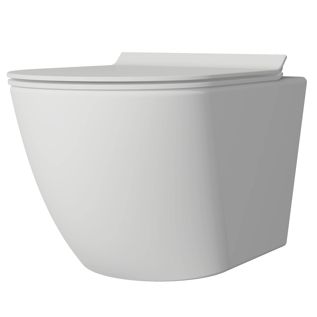MEJE#MJ-2003R, Rimless Toilet Ceramic Nano Coating Hanging Toilet Wall Hung Toilet Bowl 21.65 x 14.17 x 14.96 inches Glossy Finish
