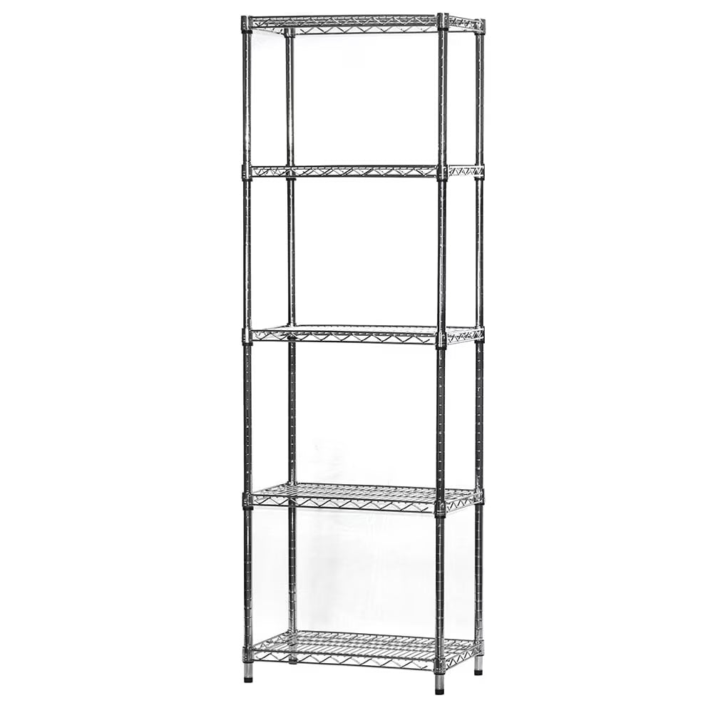 Shelving Inc. 14" d x 24" w x 72" h Chrome Wire Shelving with 5 Tier Shelves, Weight Capacity 800lbs Per Shelf