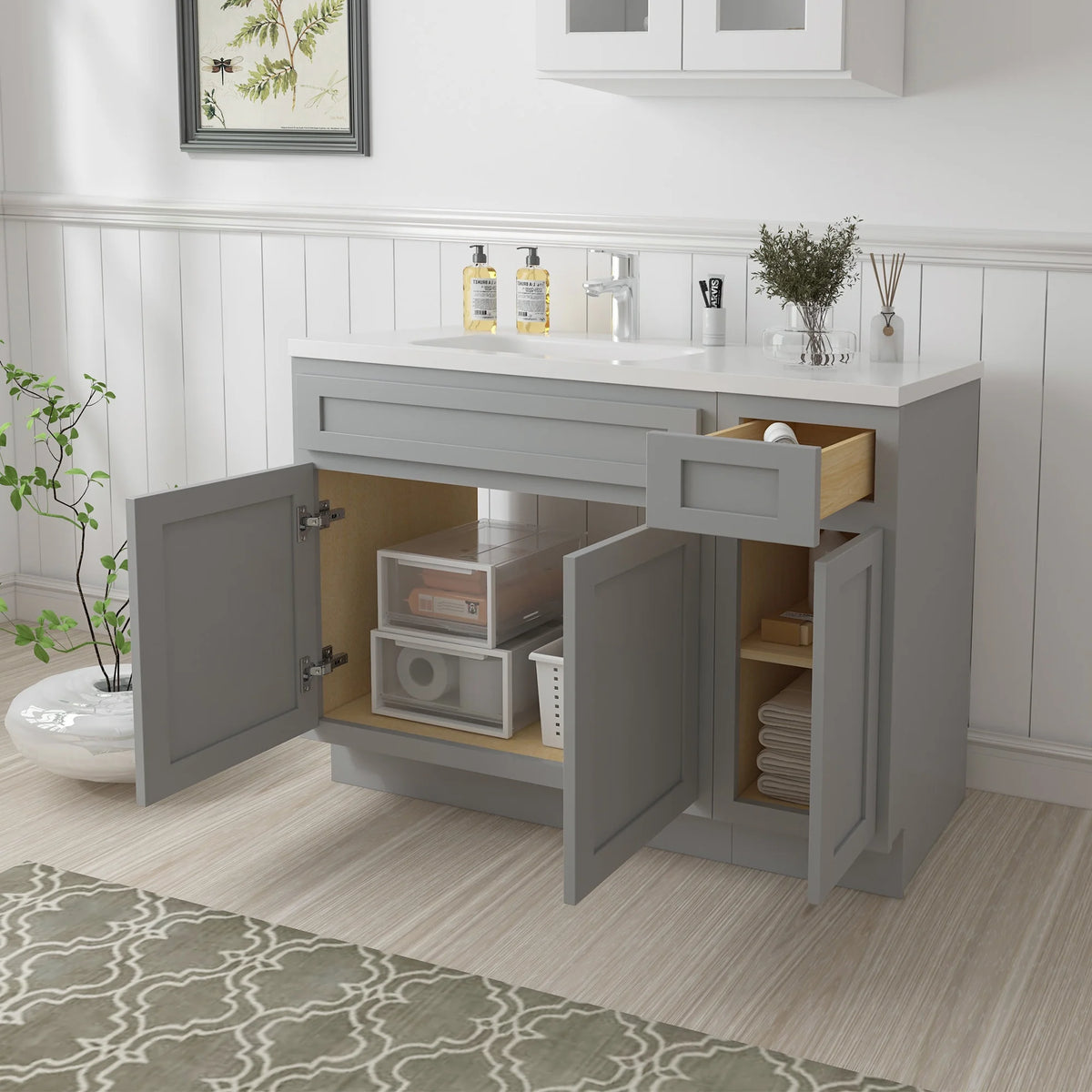 Meuble-lavabo de salle de bain 45 po l x 21 po P x 32,5 po H sans comptoir, brun
