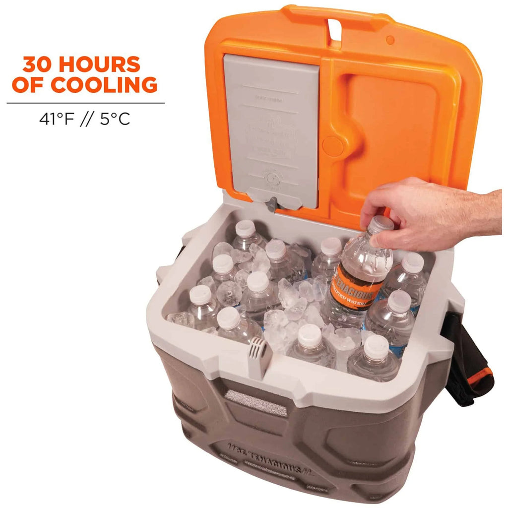 Ergodyne Chill-Its 5170 17-Qt Industrial Hard-Sided Cooler, 16-1/4"H x 12"W x 12"D, Orange/Gray