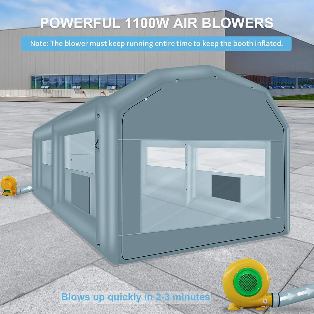 xhyhwyd Inflatable Paint Booth 20 x 13.5 x 9.7ft Portable Inflatable Spray Booth Tent with 1100W Blower for DIY Spray Car Parts Painting