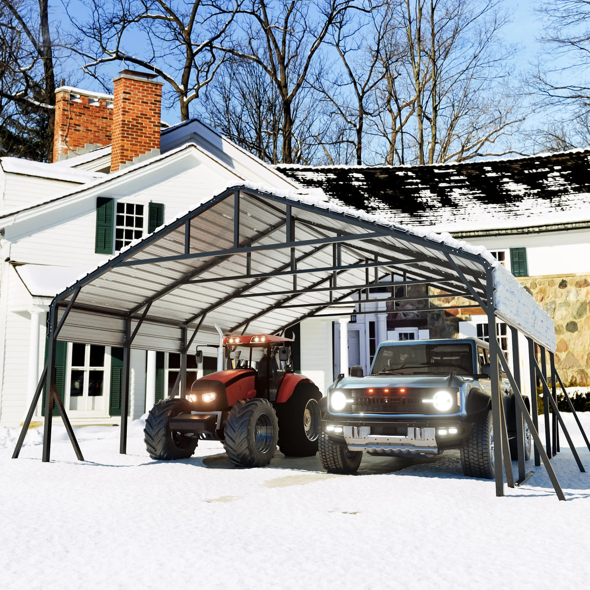 Tolead Heavy Duty Galvanized 10' x 15' Grey Carport