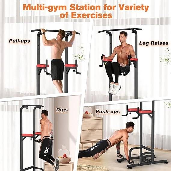 RELIFE REBUILD YOUR LIFE Power Tower Pull Up Bar Station Workout Dip Station for Home Gym Strength Training Fitness Equipment