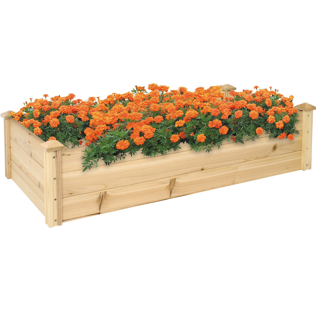 Jardinière surélevée rectangulaire d'extérieur en bois naturel Sunnydaze 24" x 48,25" x 12,25"