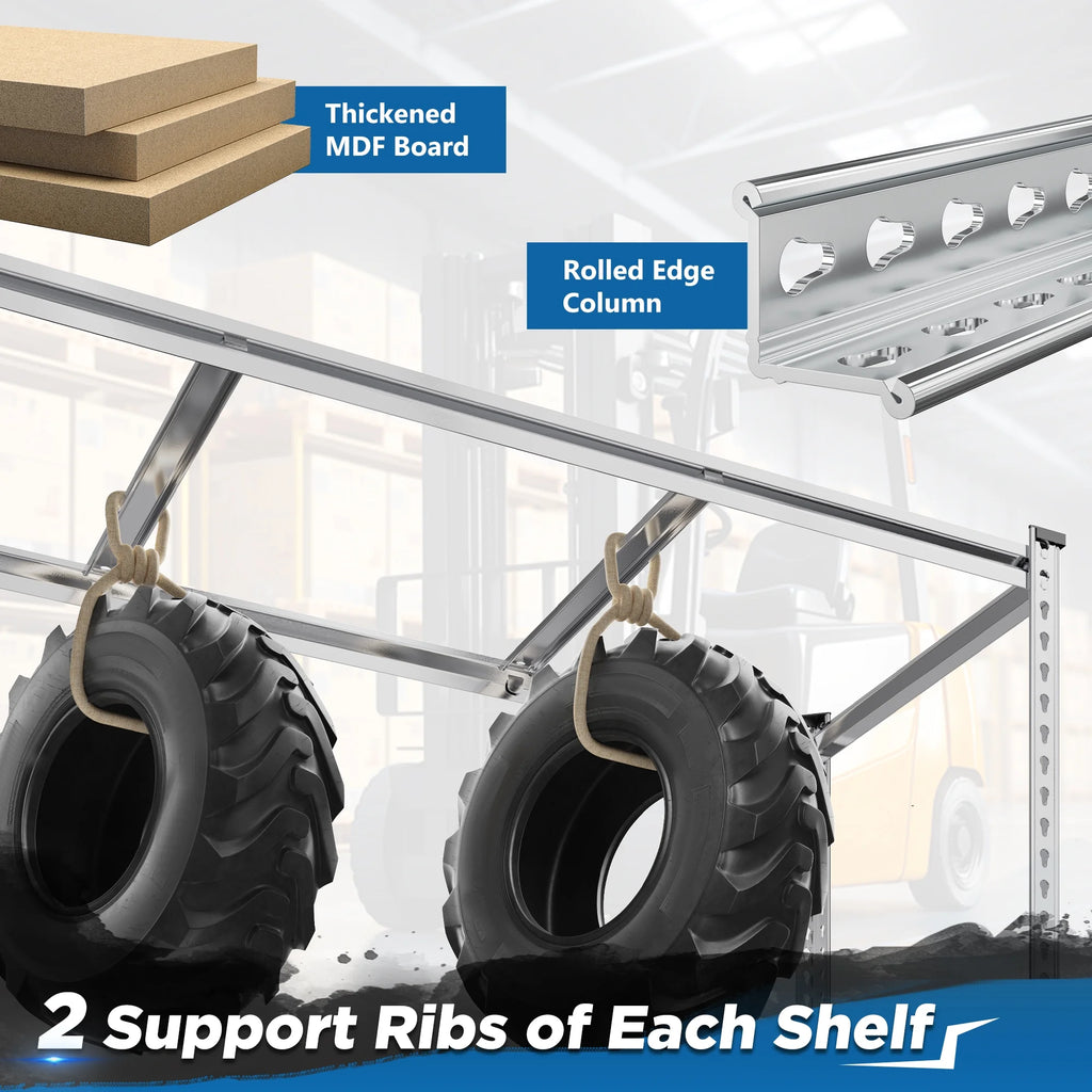 REIBII 48"W Heavy Duty Shelving 3000LBS Steel Shelving Adjustable Garage Storage Industrial Shelf,48"W x 24"D x 72"H