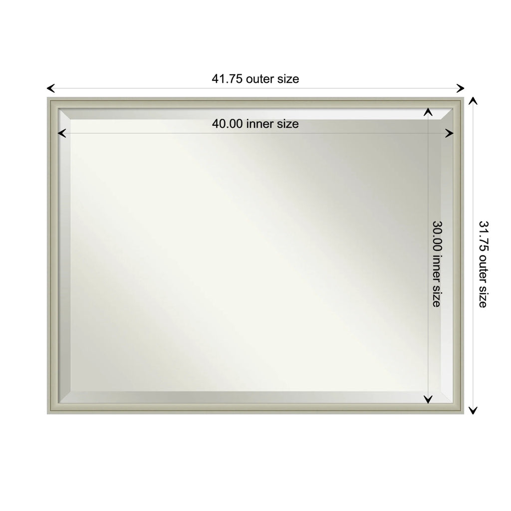 Amanti Art Florence Silver Beveled Wall Mirror 31.75 x 41.75 in.