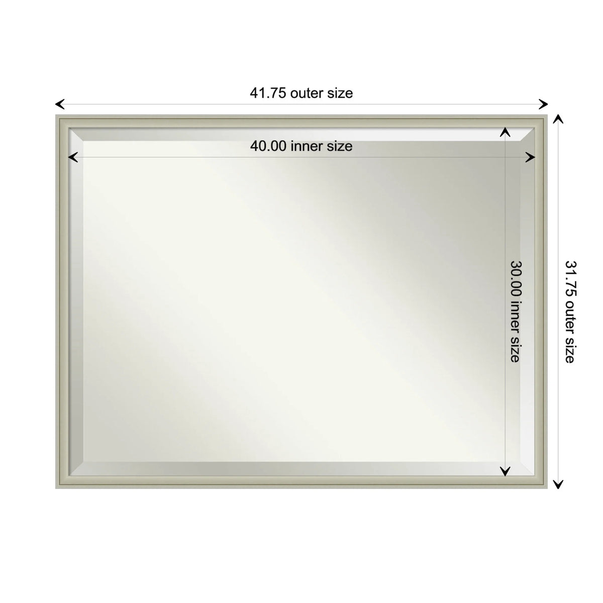 Amanti Art Florence Silver Beveled Wall Mirror 31.75 x 41.75 in.