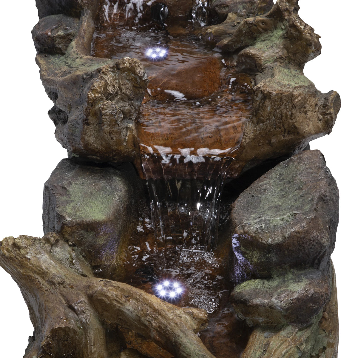 Fontaine de sol en polystone à cascade avec éclairage Alpine Corporation, 59 po x 16 po x 20 po, marron