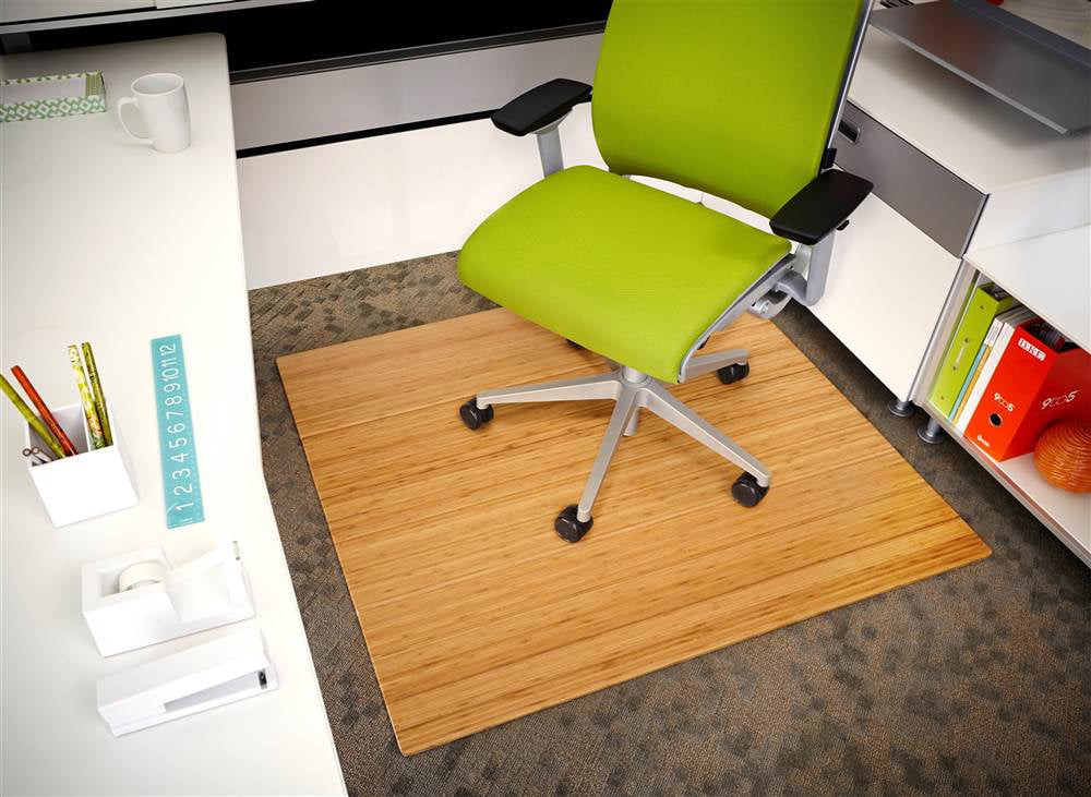 Bamboo Deluxe Roll-Up Chairmat, 43" x 48", no lip