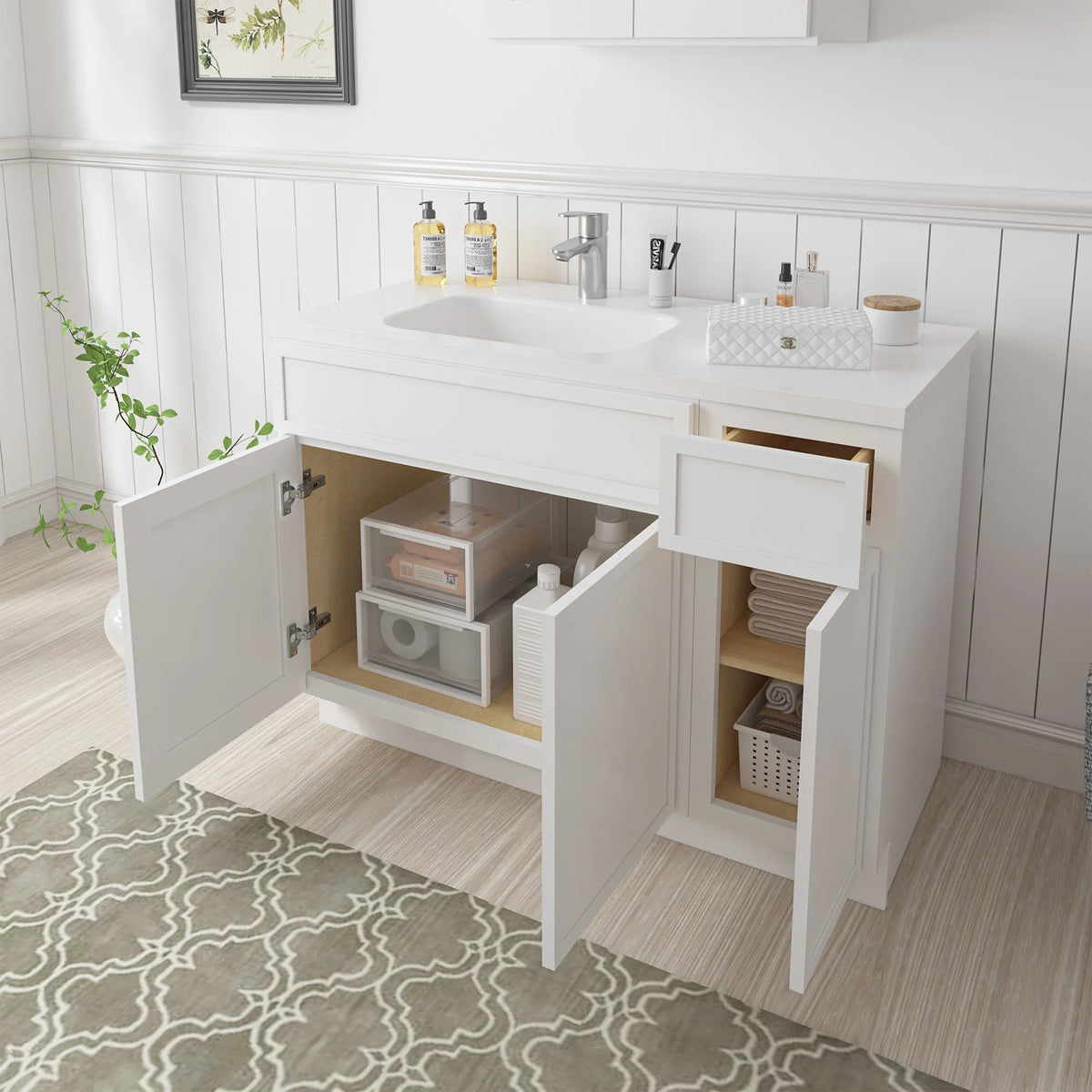 Meuble-lavabo de salle de bain 45 po l x 21 po P x 32,5 po H sans comptoir, brun