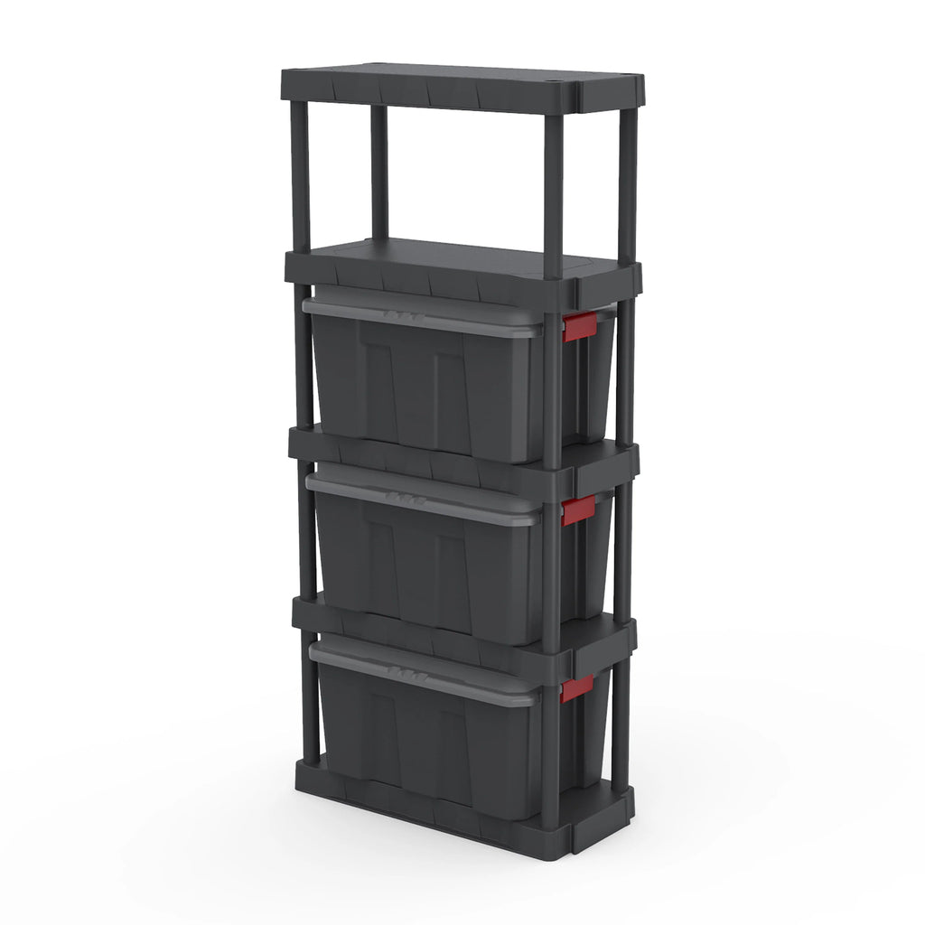 Hyper Tough Plastic 5-Tier Storage Shelf Unit 68.8"H x 30"W x 13.88"D, 350lb Total Capacity, Black