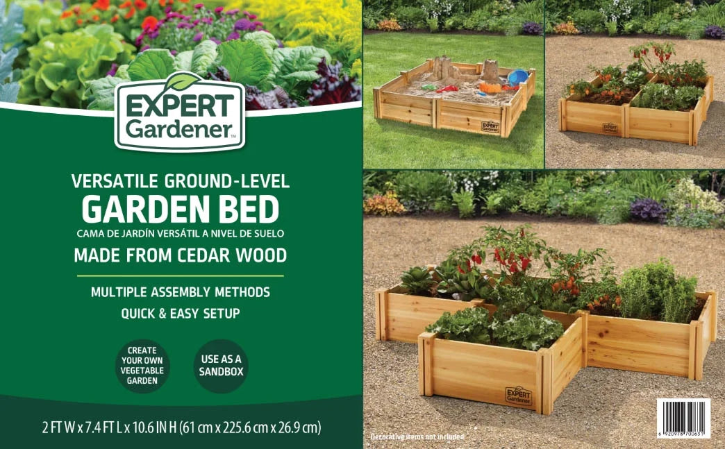 Jardinière d'extérieur en bois Expert Gardener, 2,25 m L x 0,6 m l x 27 cm H